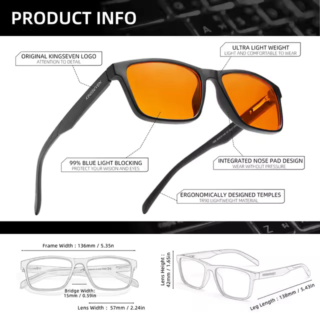 Okulary KINGSEVEN przeciw niebieskiemu światłu – chronią wzrok i poprawiają komfort pracy